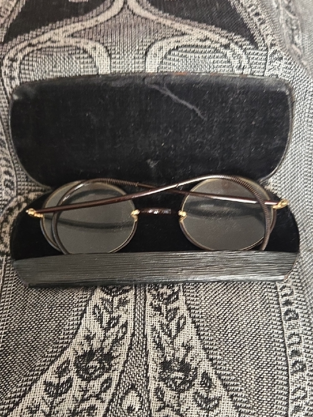 Antique Optical, Celluloid over gold tone Glasses, Steampunk Vintage & Case